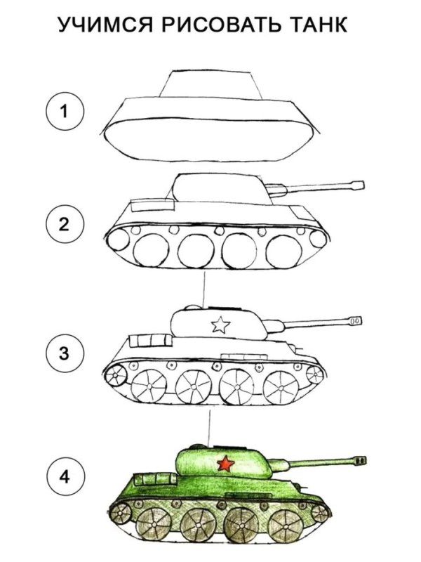 Рисунок танка карандашом