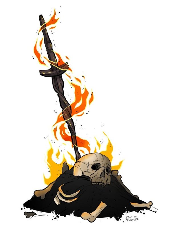 Bonfire Dark Souls тату