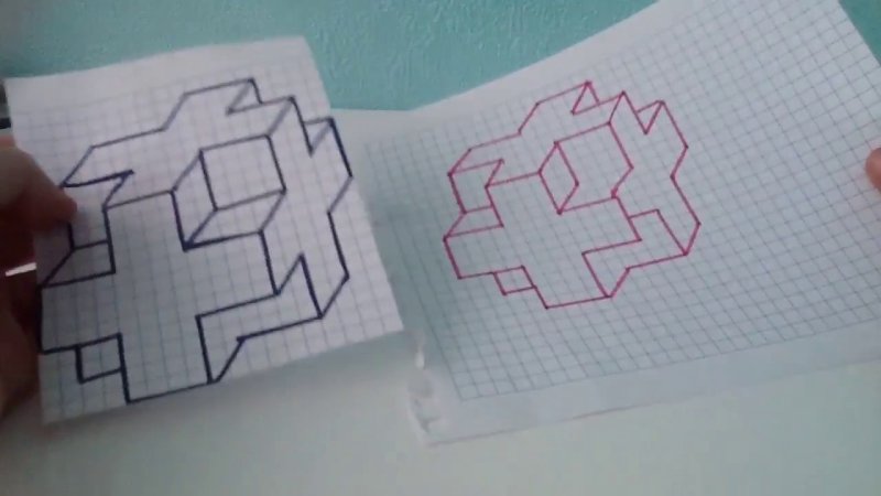 Объёмные рисунки по клеточкам