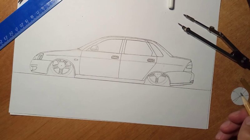 Лада Приора нарисованная сбоку