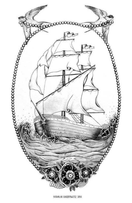 Эскиз парусного корабля