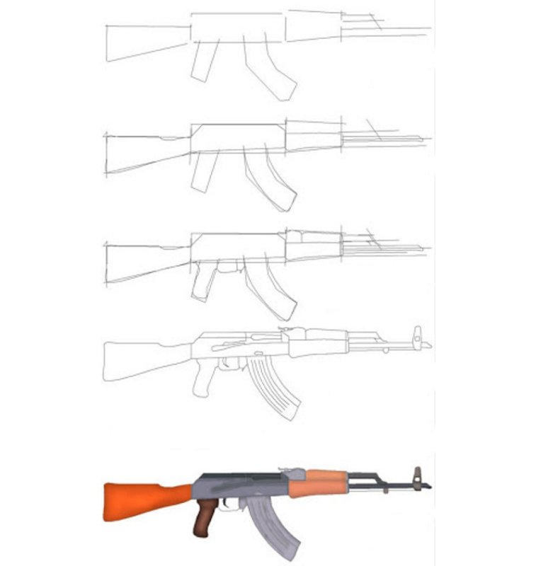 Автомат АК 74 рисунок