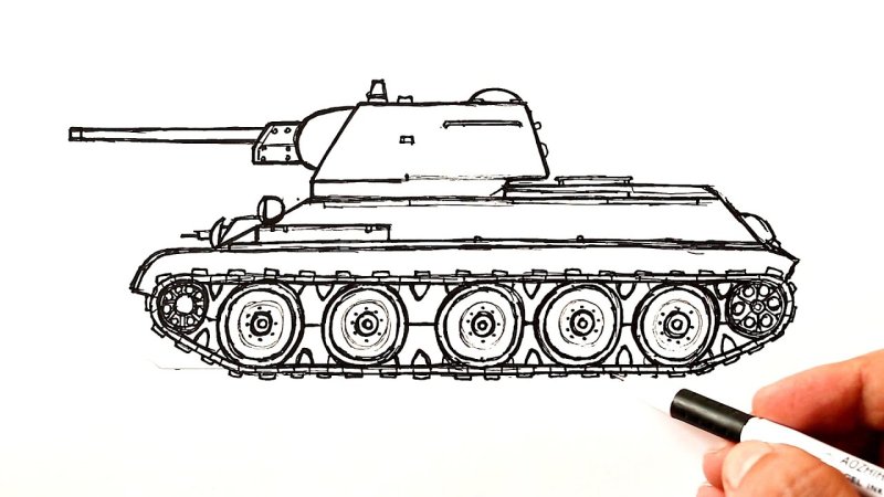 Т34 танк рисунок пошагово
