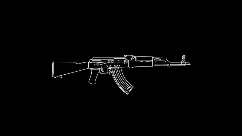 Калашников на черном фоне