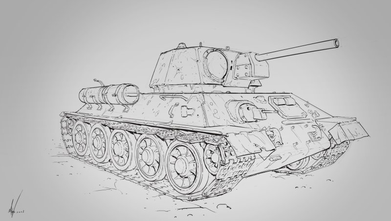 Танк т-34 рисунок карандашом