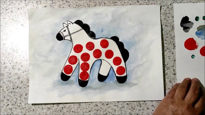 Дымковская игрушка нарисовать