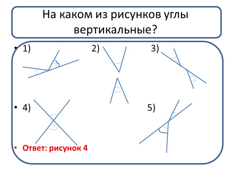 Смежные и вертикальные углы рисунок