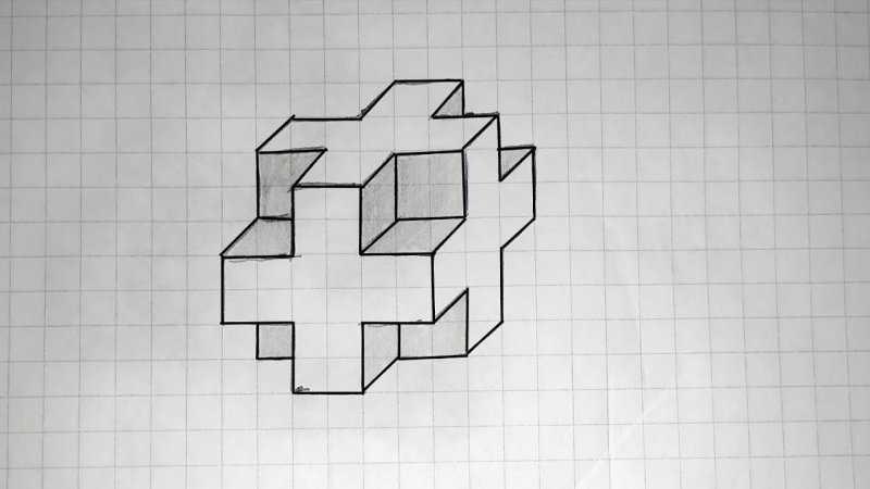 объемные фигуры карандашом по клеточкам