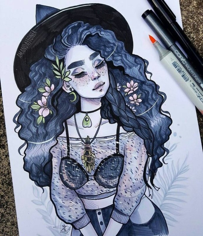 Рисунки для скетчбука девушки