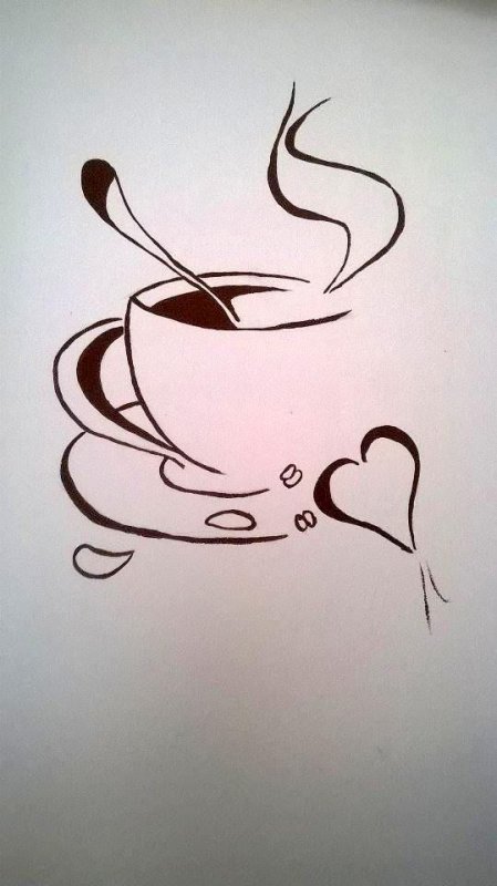 Рисунок кофе для срисовки