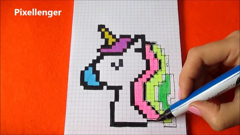 Рисование по клеточкам Единорог