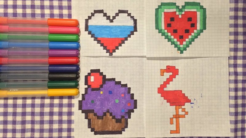 Рисунки по клеточкам в тетради