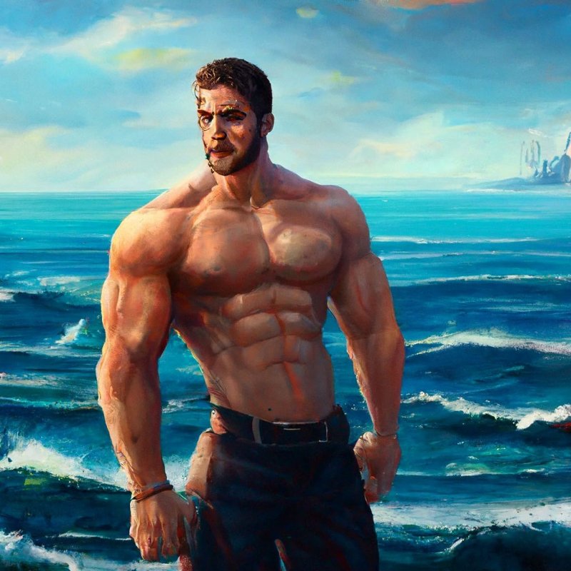 накаченный парень арт