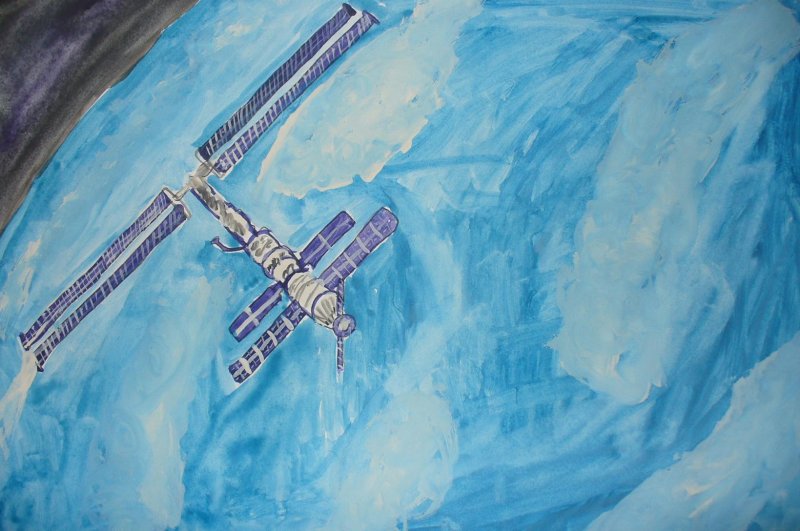 Космическая станция рисунок