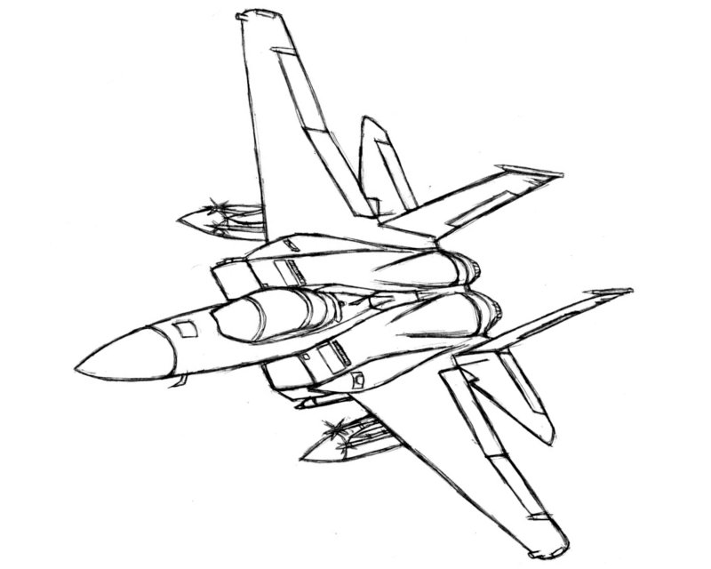 Военный самолет карандашом