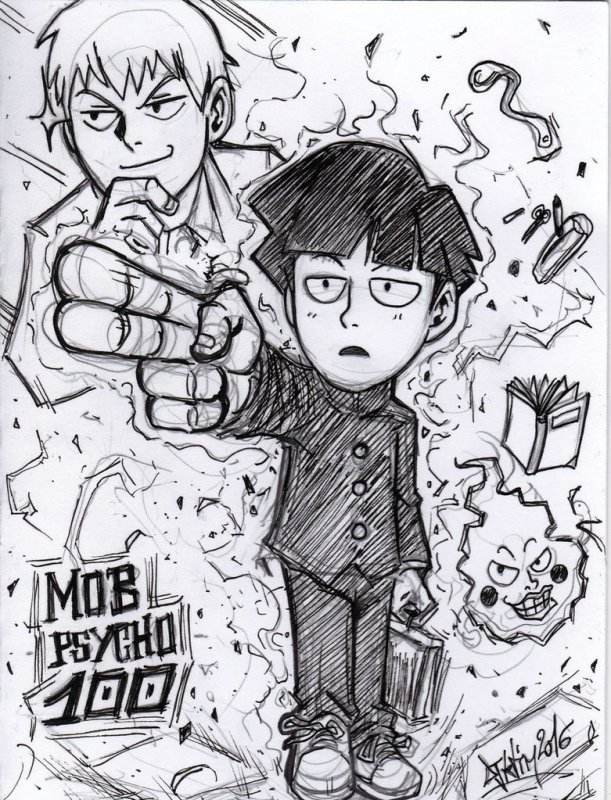 Моб нарисовать моб психо 100