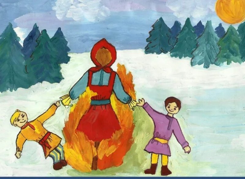 детский рисунок посвященный на масленицу