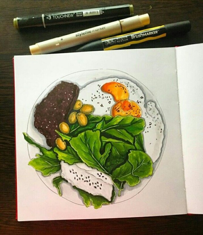 Скетчинг маркерами еда