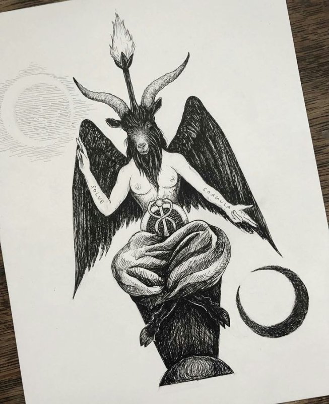 Дьявол Бафомет тату