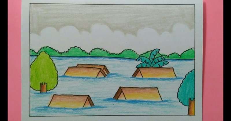 рисунок на тему наводнение