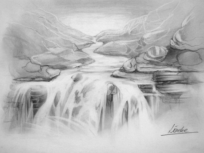 Пейзаж рисунок карандашом