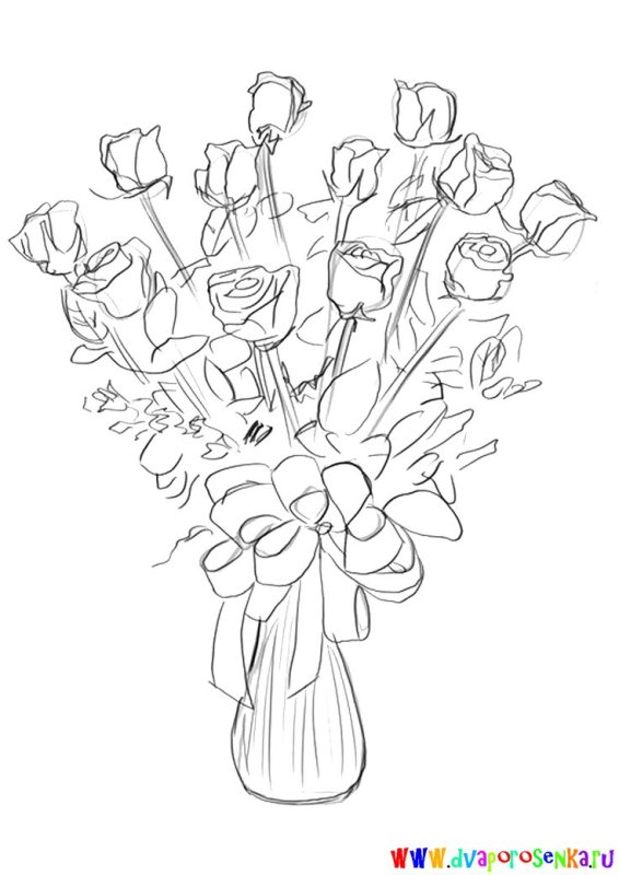 Рисунок букета для срисовки легкие