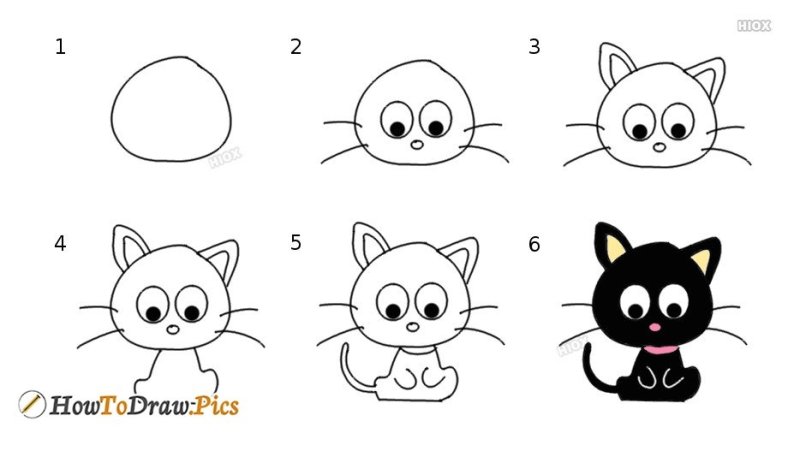 Рисунок кота пошагово для детей