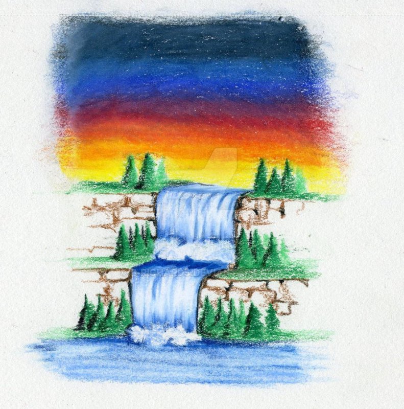 Водопад рисунок