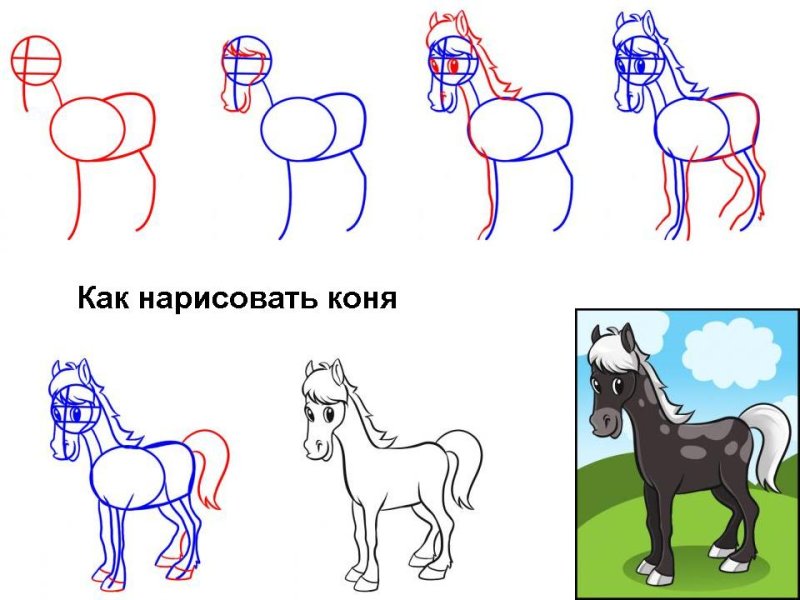 Как научиться рисовать лошадь ребенку