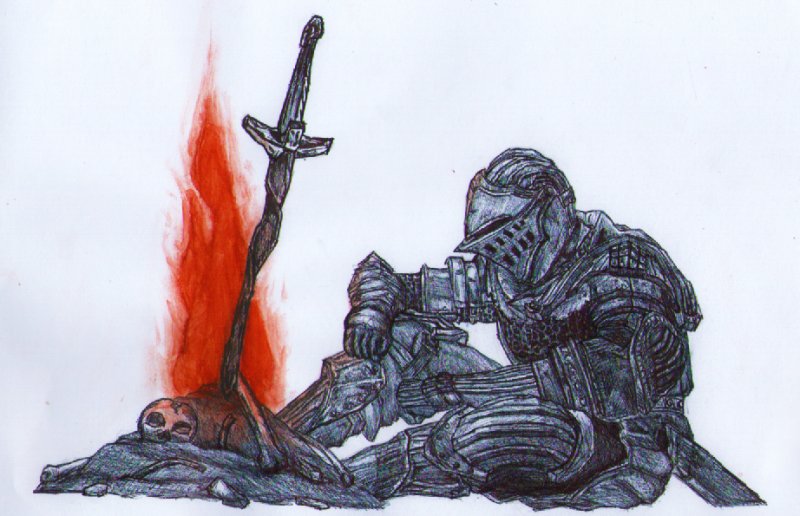 Dark Souls рыцарь у костра