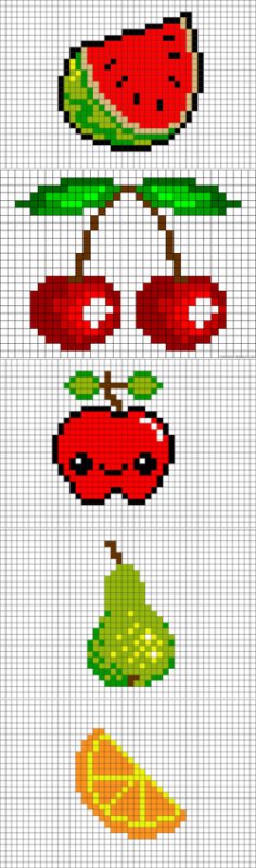 Рисунки по клеточкам маленькие фрукты