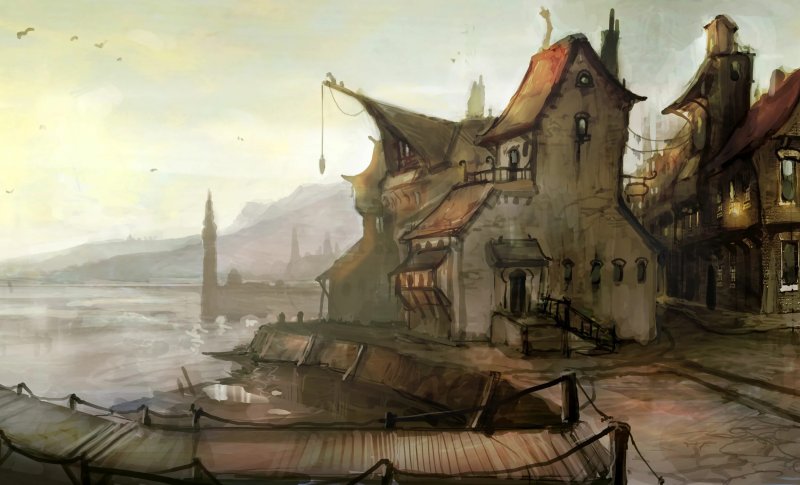 Фэнтезийный стимпанк деревня