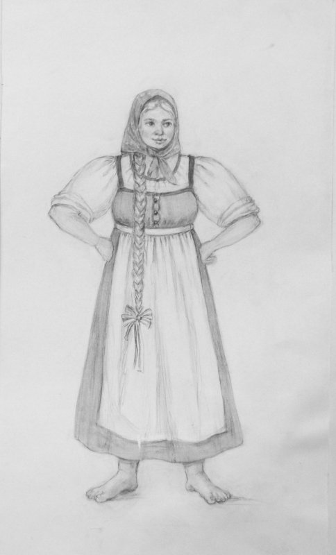 Рисунок русской девушки