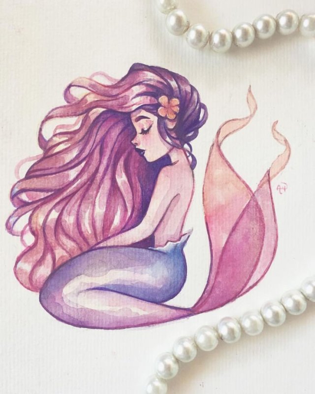 Рисунки для срисовки Русалочка