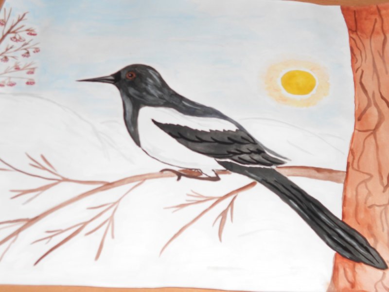 Рисование птицы весной