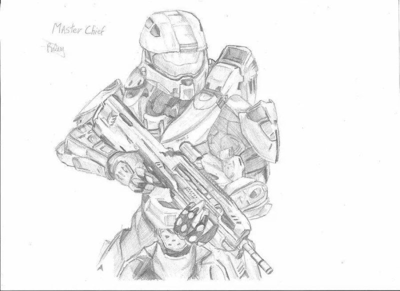 Раскраска Halo мастер Чиф