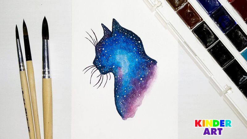Рисование космоса акварелью