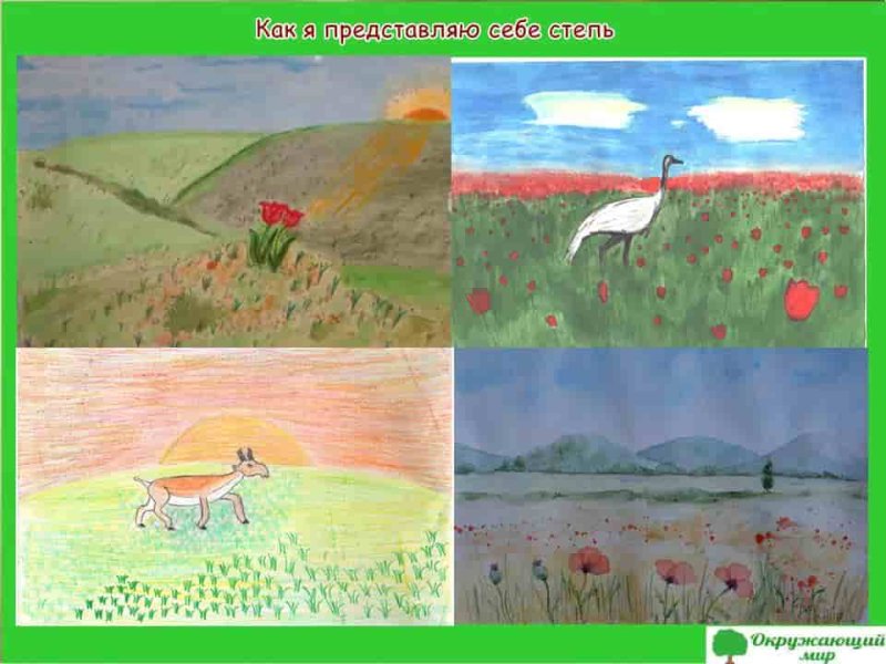 Степь рисунок для 4 класса