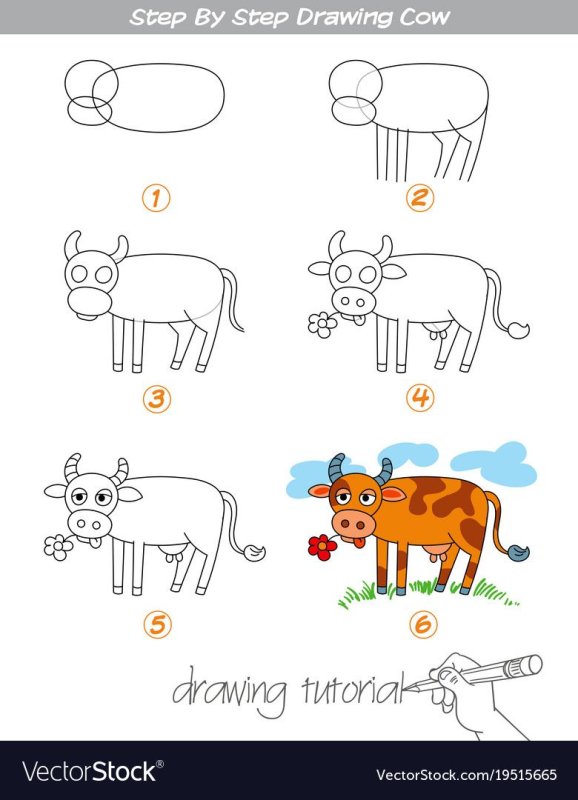Поэтапное рисование коровы