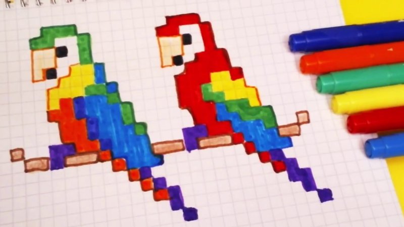 Рисунки по клеточкам попугай