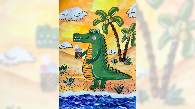 Рисование крокодила в детском саду