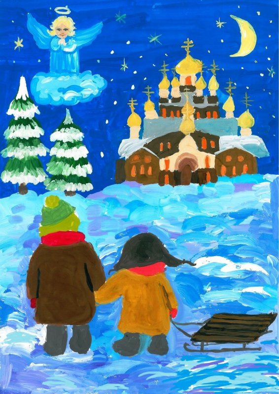 Рисунок на тему Рождество