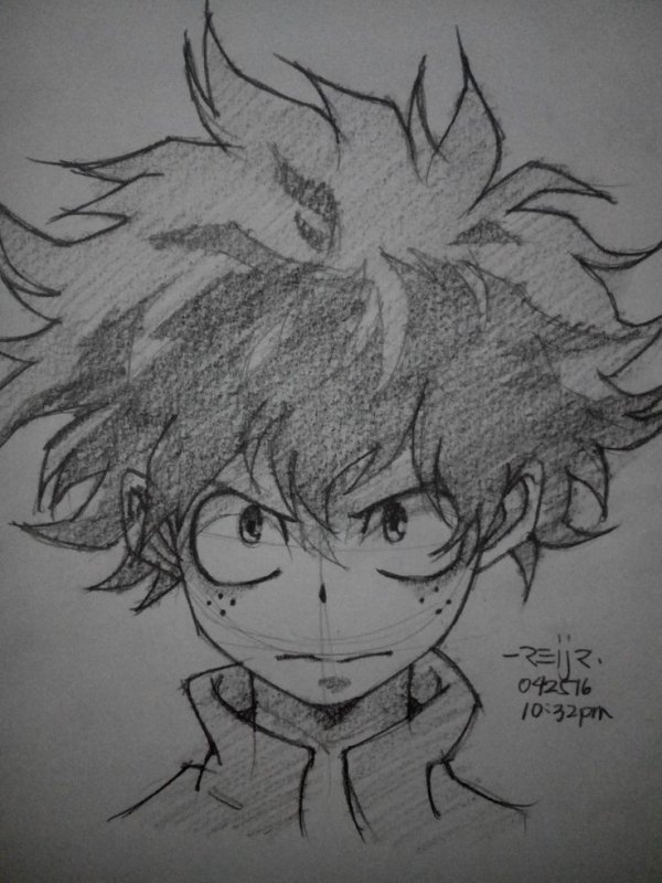 Мидория Изуку карандашом