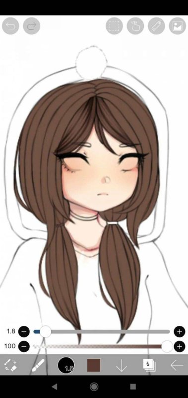 Нарисованная девочка в приложении IBISPAINT