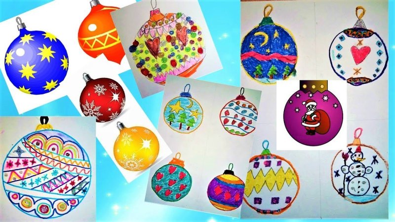 Новогодние игрушки рисунки
