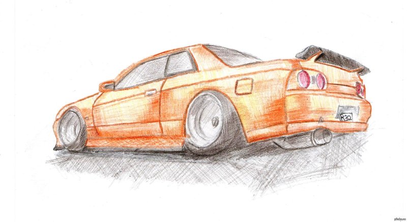 nissan skyline r32 рисунок