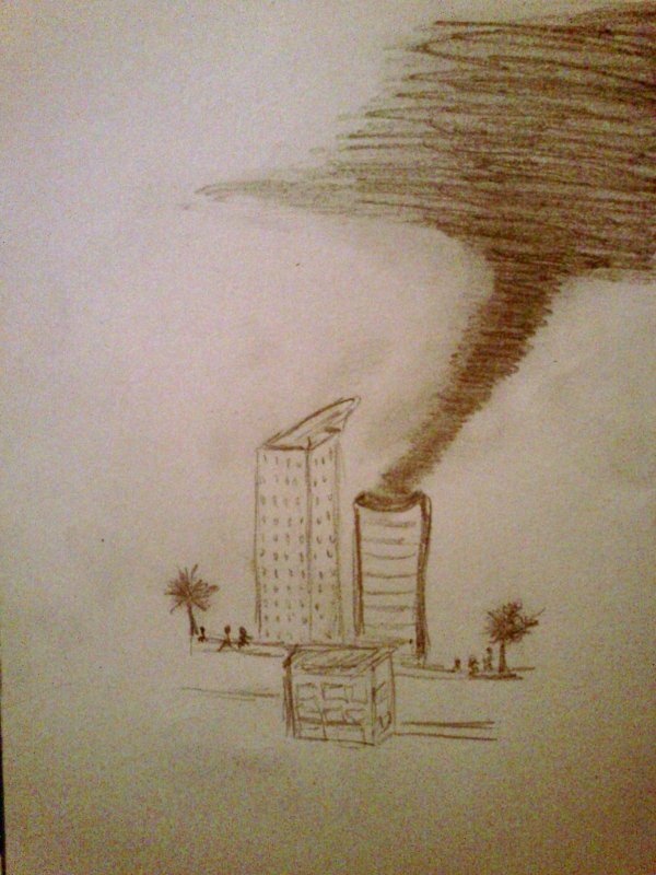 Ураган рисунок карандашом
