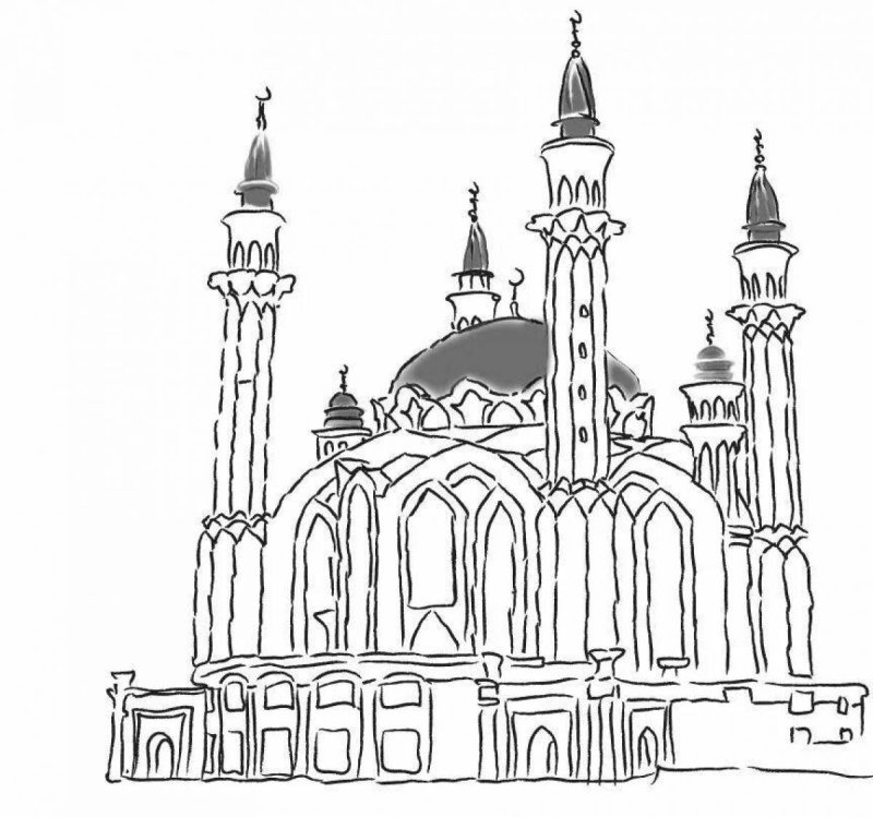 Мечеть кул-Шариф в Казани рисунок