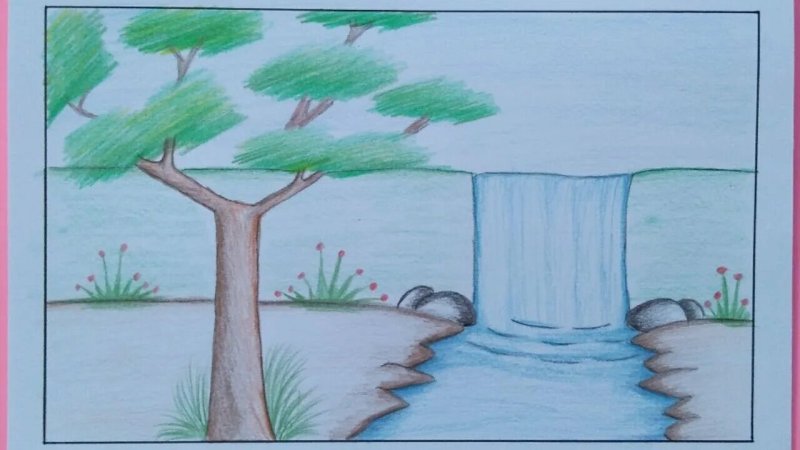 Детские рисунки водопада