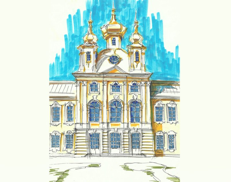 екатерининский дворец в санктпетербурге рисунок